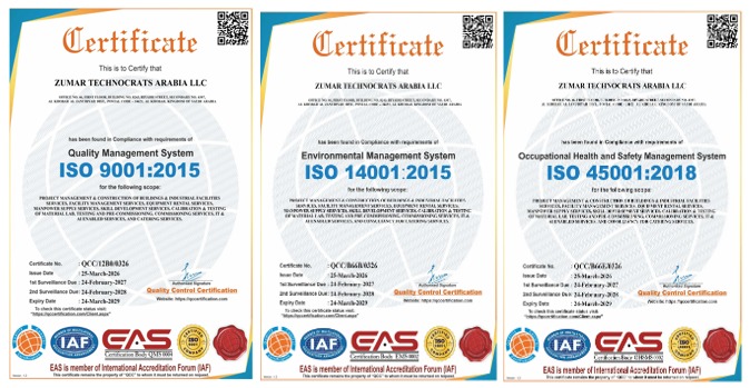 Zumar Technocrats Arabia ISO Certificates
